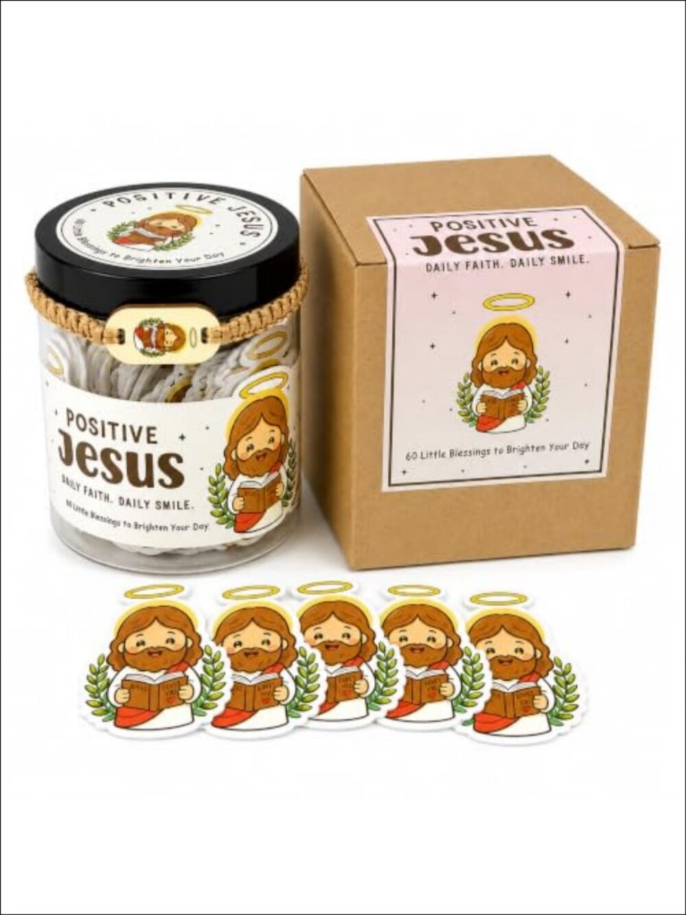 Decorative Jar with 60 Blessing Cards & NFC Bracelet Christian Gift Set